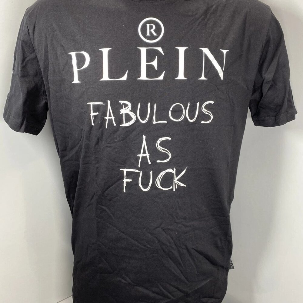 NEW PHILIPP PLEIN Men’s “Fabulous” Graphic T-Shirt – Black, Size L